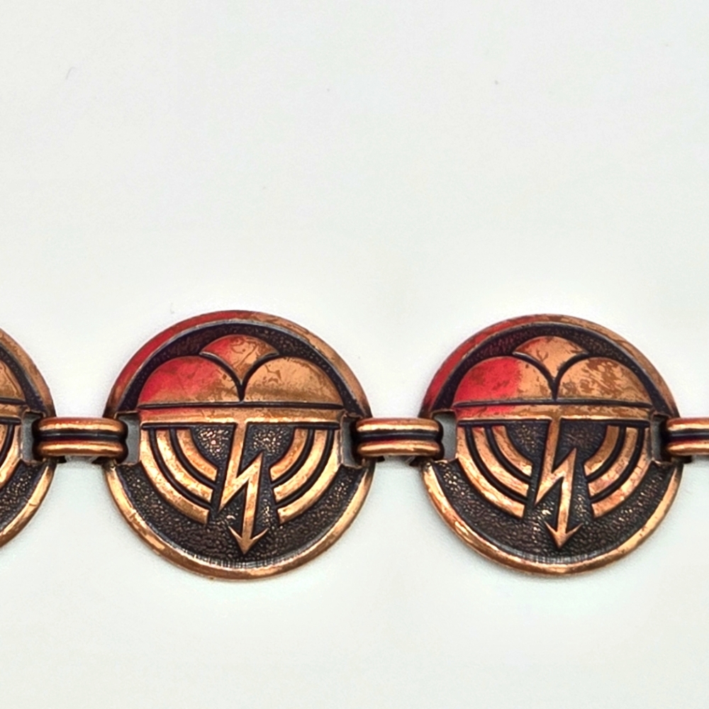 Copper Thunderstorm Cloud Lightning Bolt Link Bra… - image 1